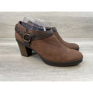 Clarks Artisan Mural Women's Bootie Ankle Clogs Heel Boot Leather 10 Brown Shoes